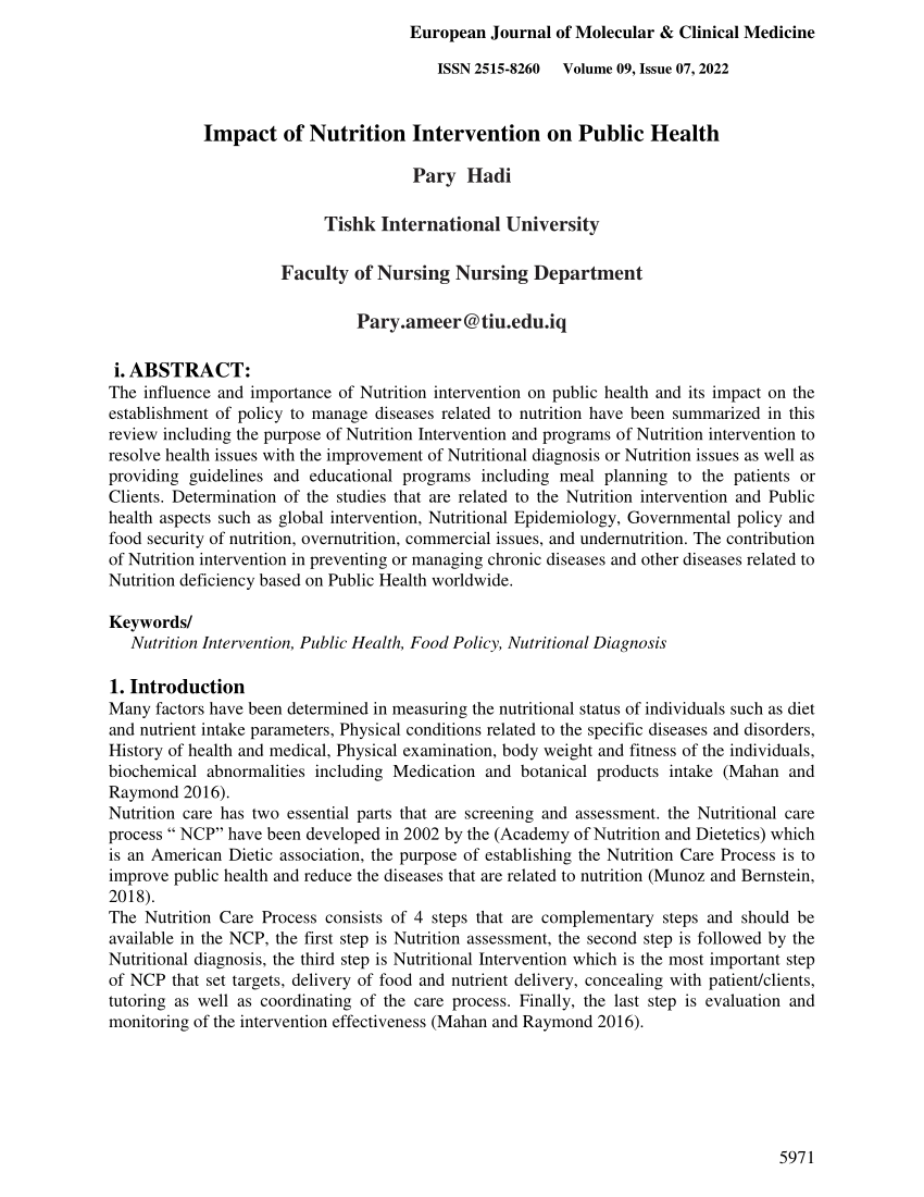 empirical research article on nutrition and health