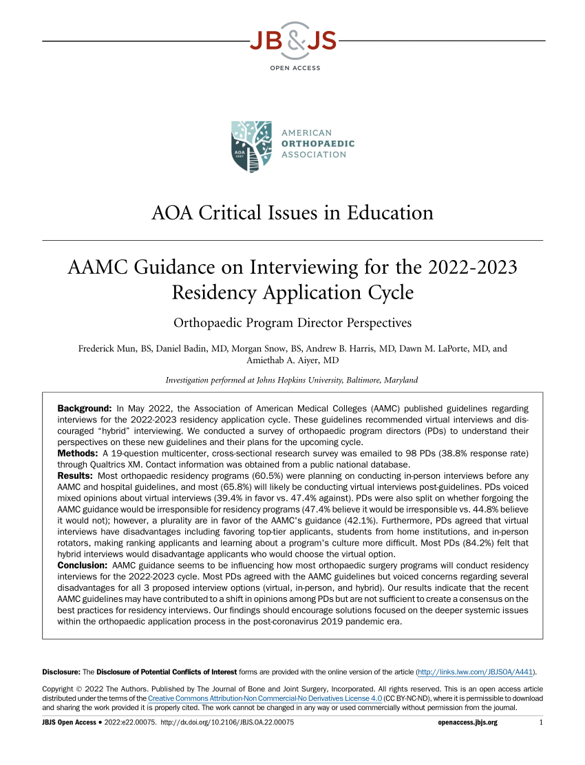 (PDF) AAMC Guidance on Interviewing for the 20222023 Residency