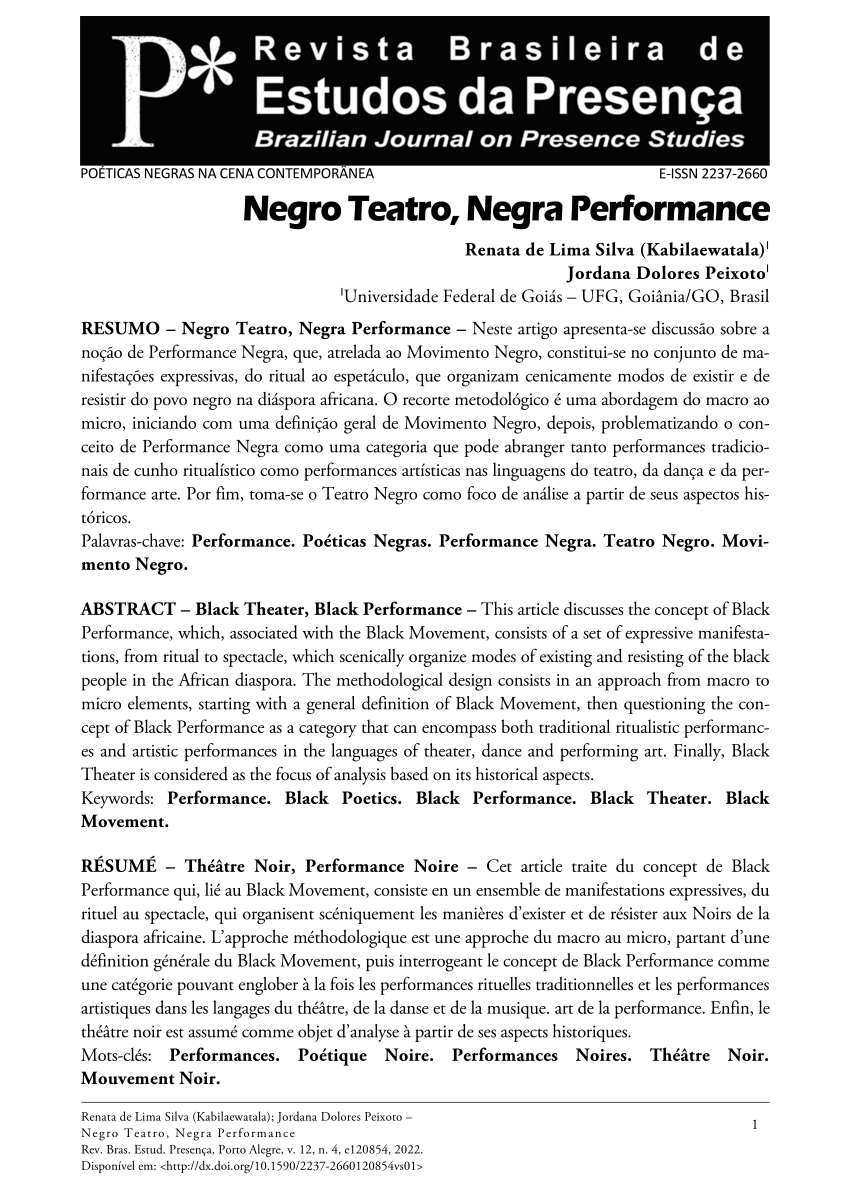 PDF Negro Teatro Negra Performance