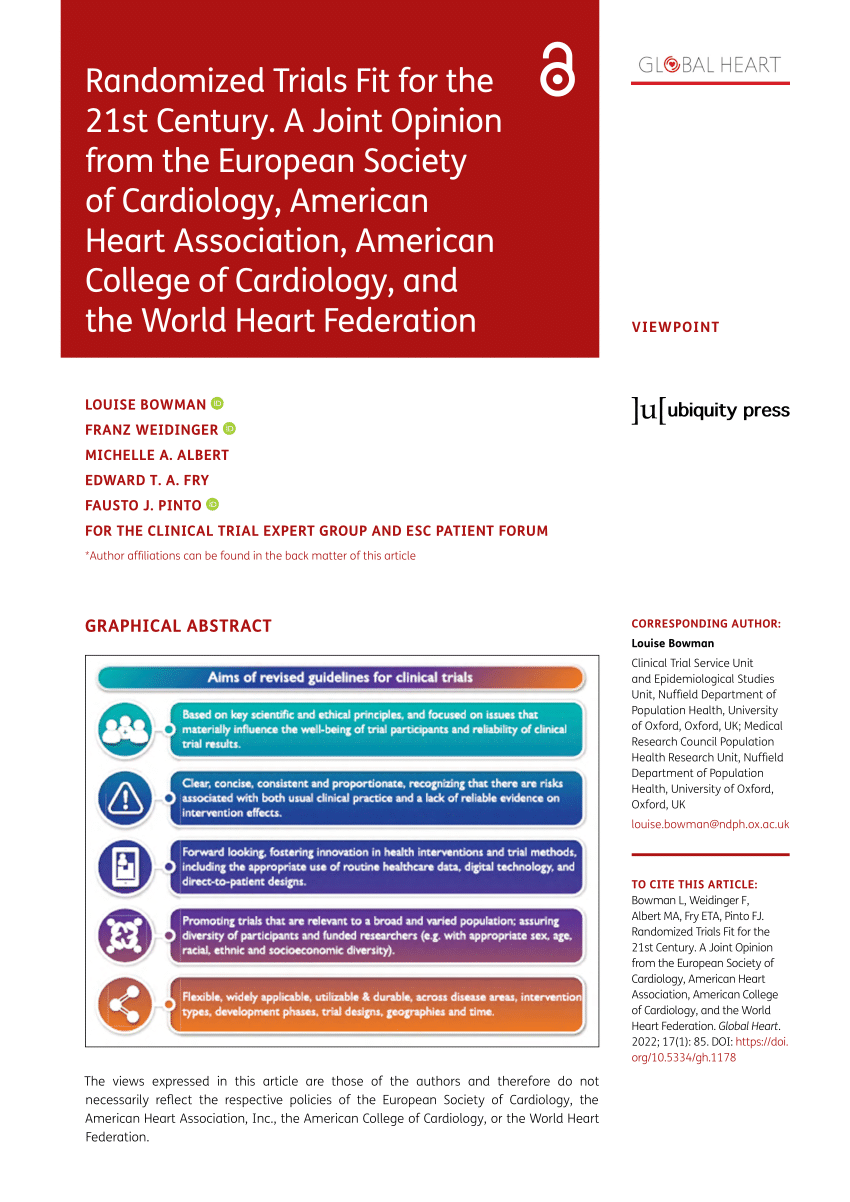 Pdf Randomized Trials Fit For The 21st Century A Joint Opinion From The European Society Of 