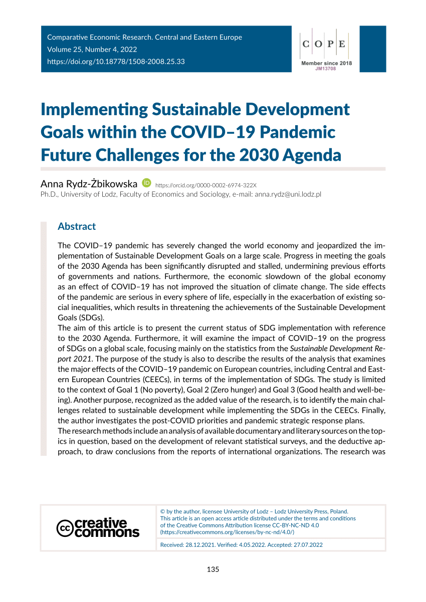 PDF) Implementing Sustainable Development Goals within the COVID