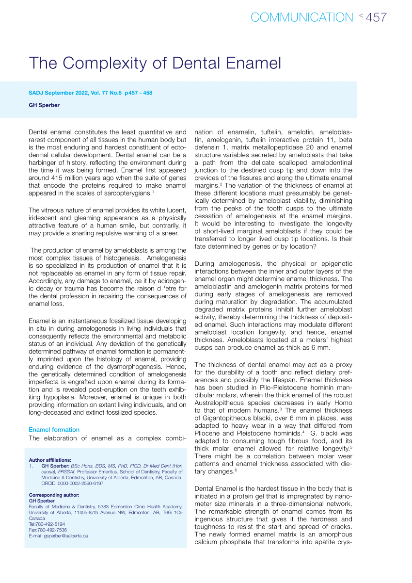 research paper on dental enamel