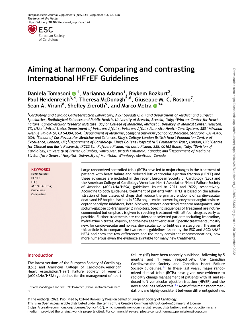 (PDF) Aiming at harmony. Comparing and contrasting International HFrEF