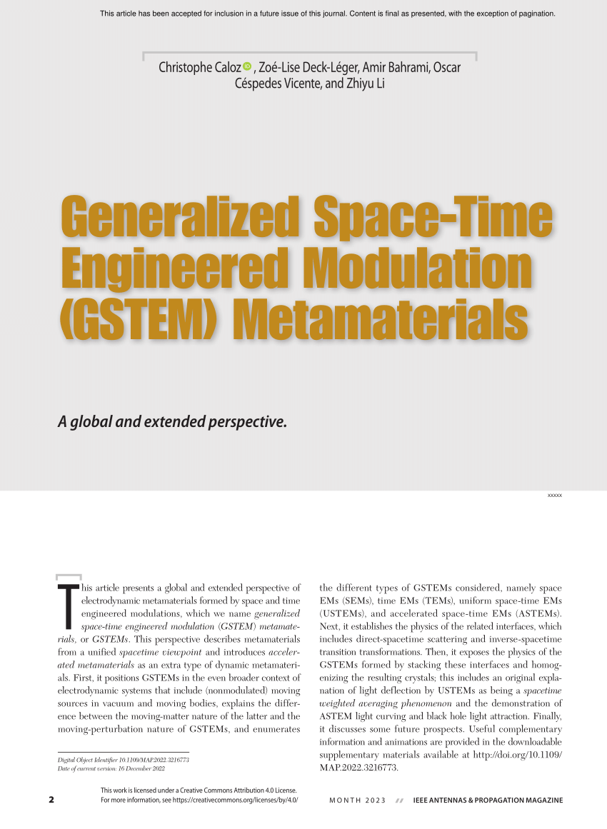 PDF) Generalized Space-Time Engineered Modulation (GSTEM 