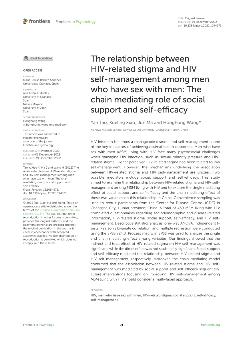 Pdf The Relationship Between Hiv Related Stigma And Hiv Self Management Among Men Who Have Sex