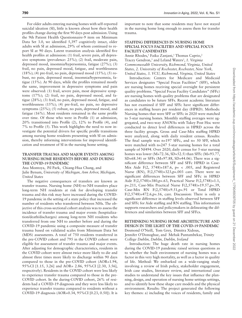 (PDF) STAFFING DIFFERENCES IN NURSING HOME SPECIAL FOCUS FACILITIES AND