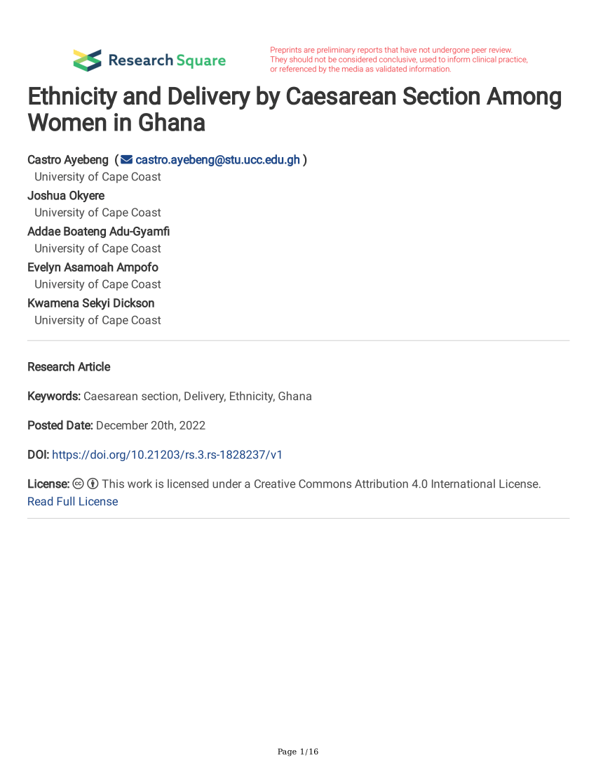 literature review on caesarean section in ghana