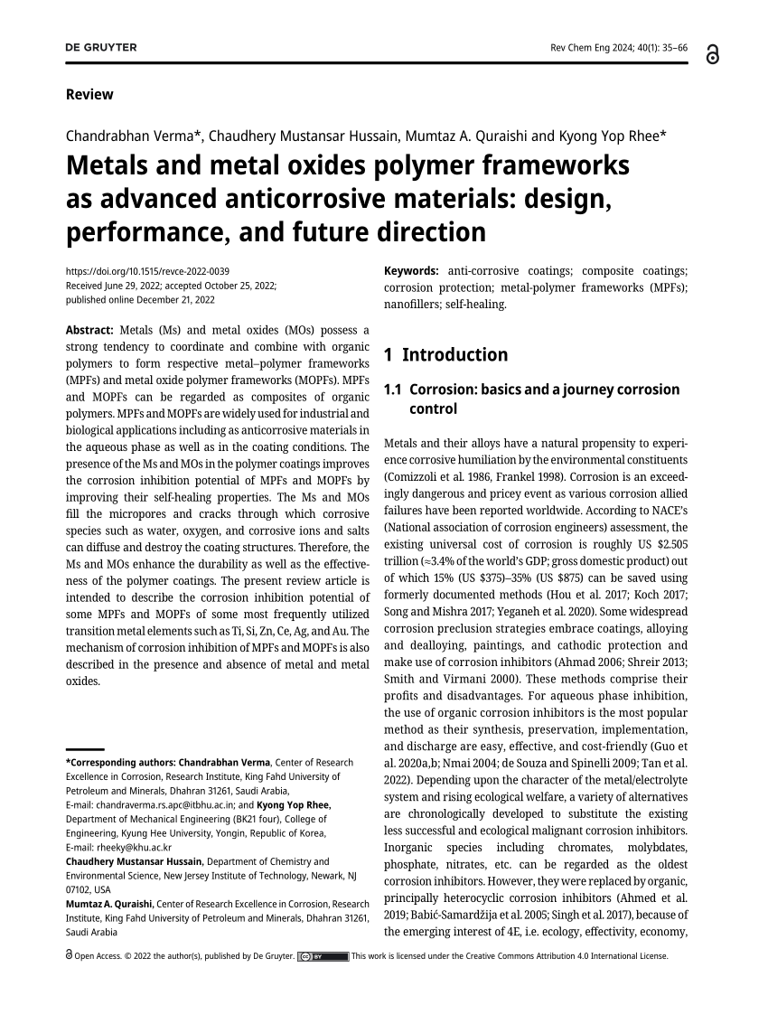 PDF) Metals and metal oxides polymer frameworks as advanced 
