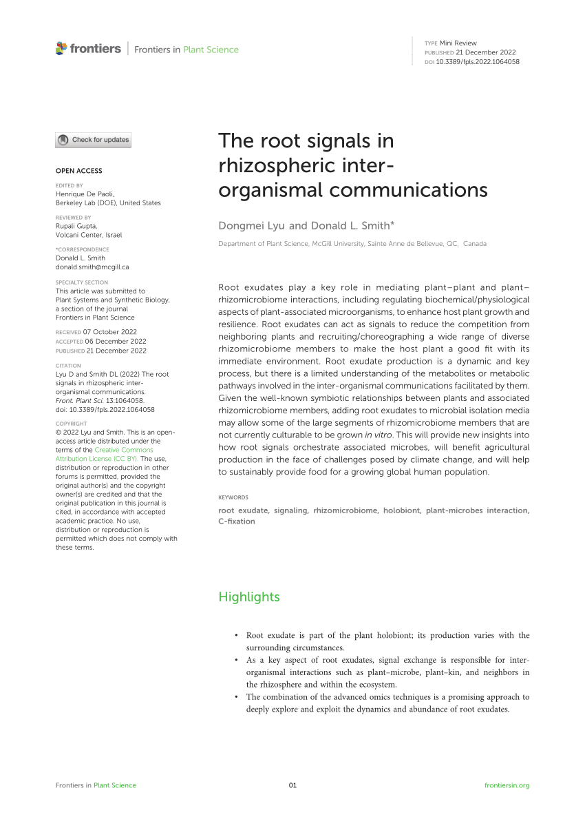 Frontiers  The root signals in rhizospheric inter-organismal