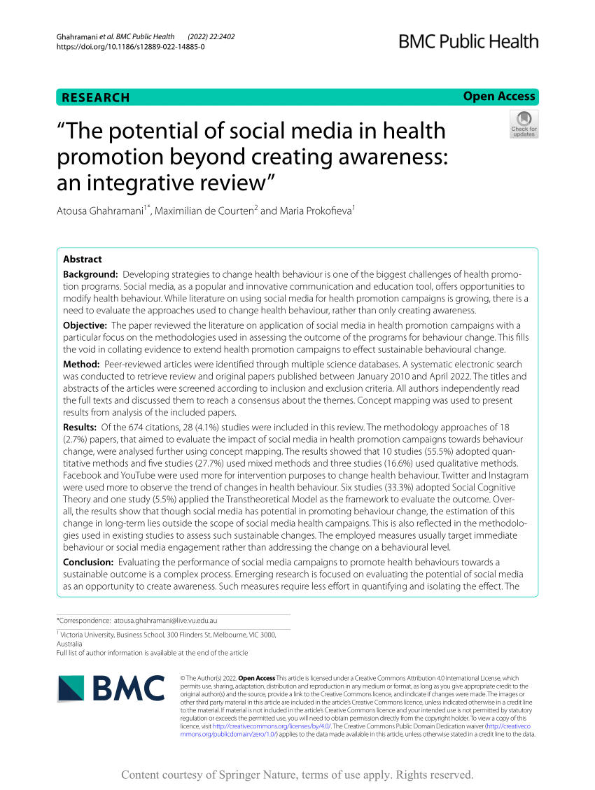 social media and health thesis