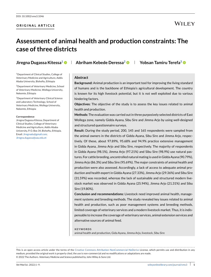 (PDF) Assessment of animal health and production constraints The case