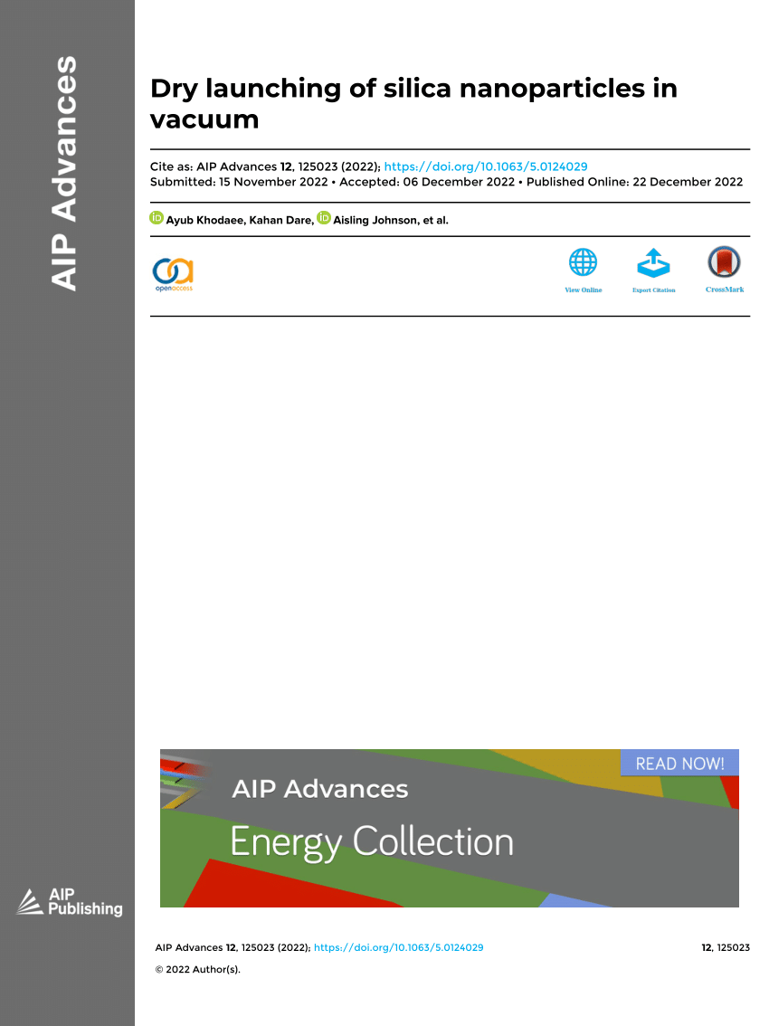 PDF Dry launching of silica nanoparticles in vacuum