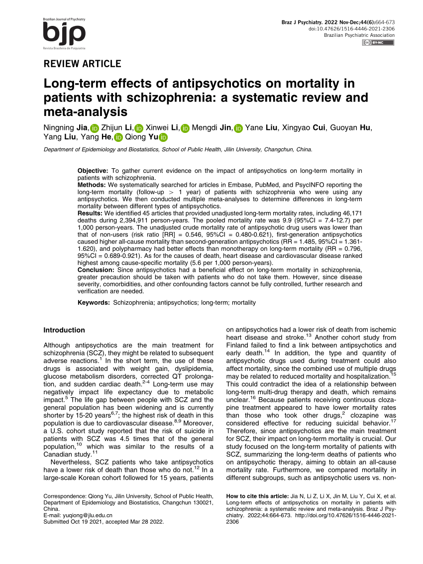 Pdf Long Term Effects Of Antipsychotics On Mortality In Patients With Schizophrenia A 9247