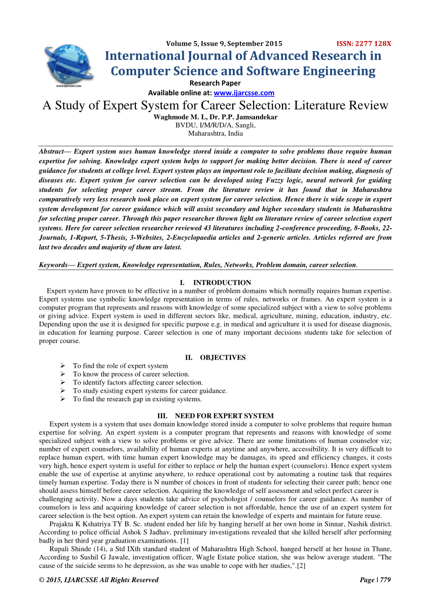 research paper on expert system