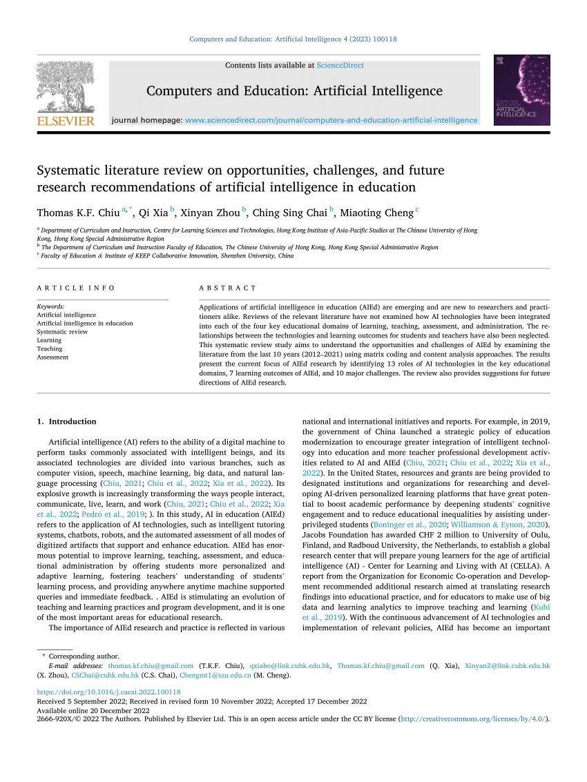 systematic literature review artificial intelligence