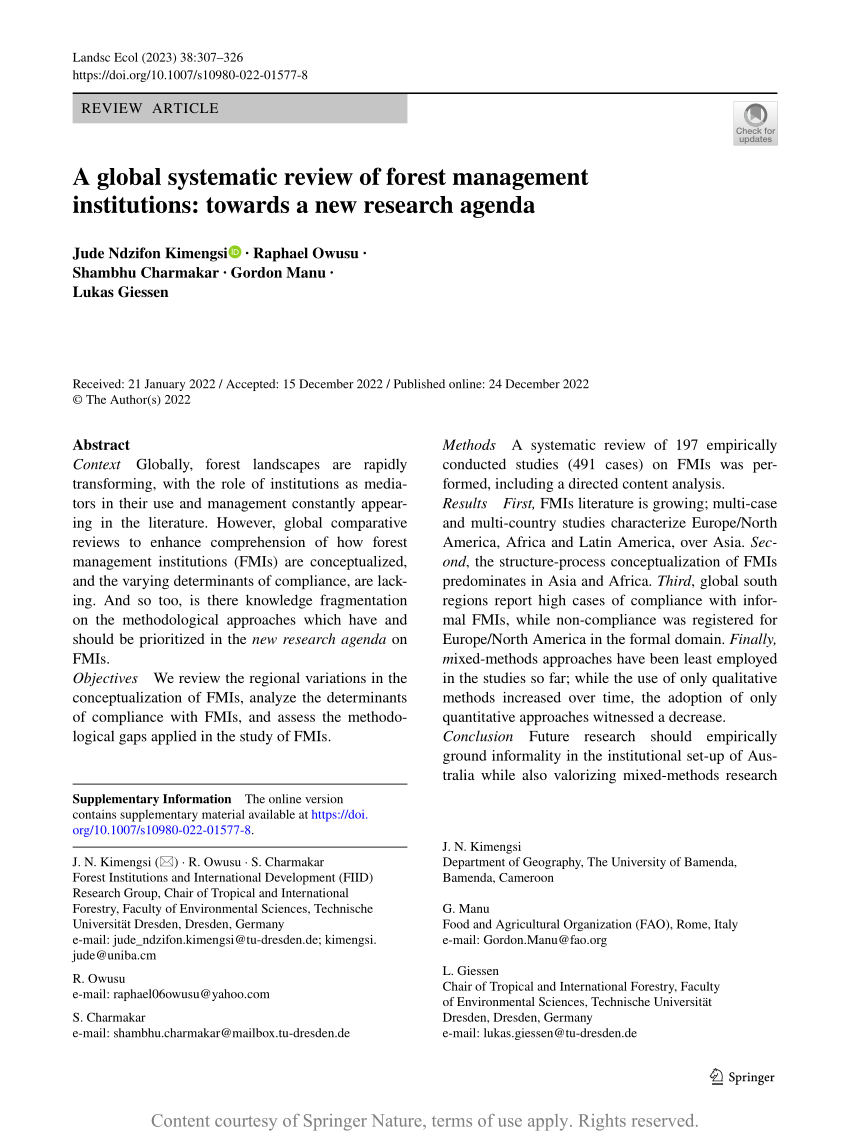 literature review on forest management