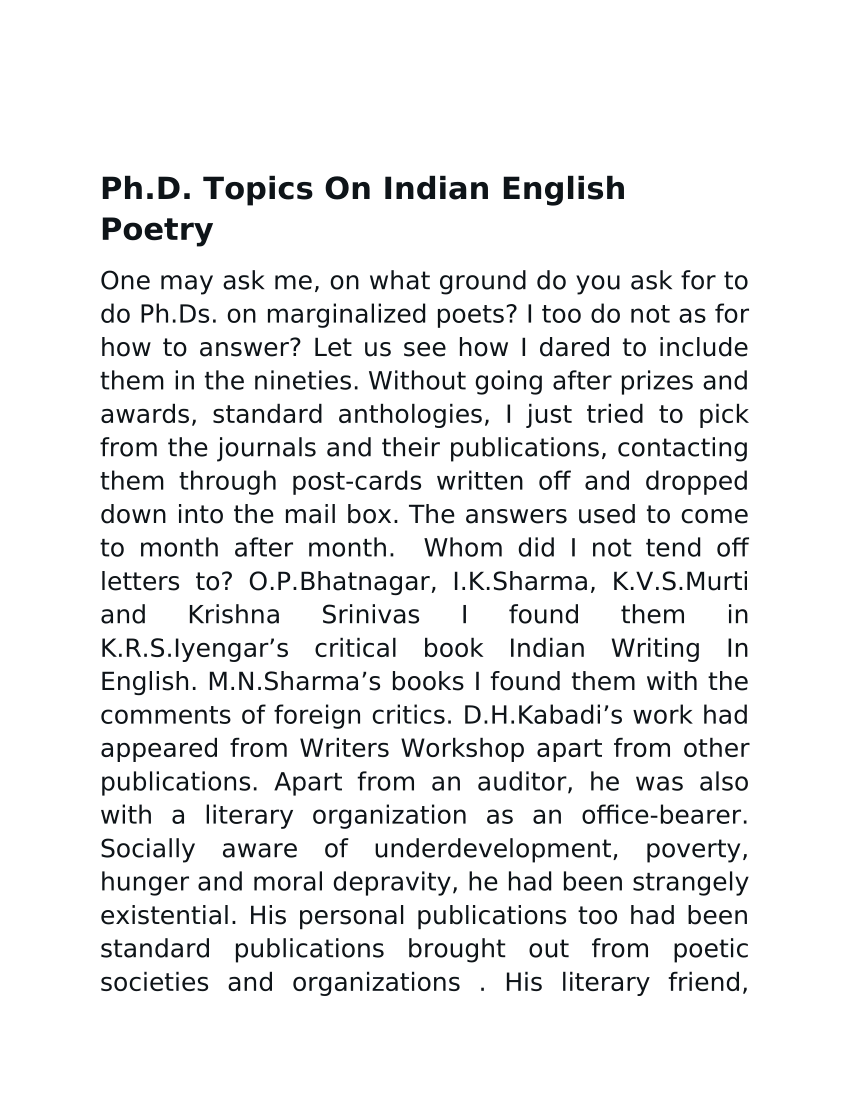 english phd topics india