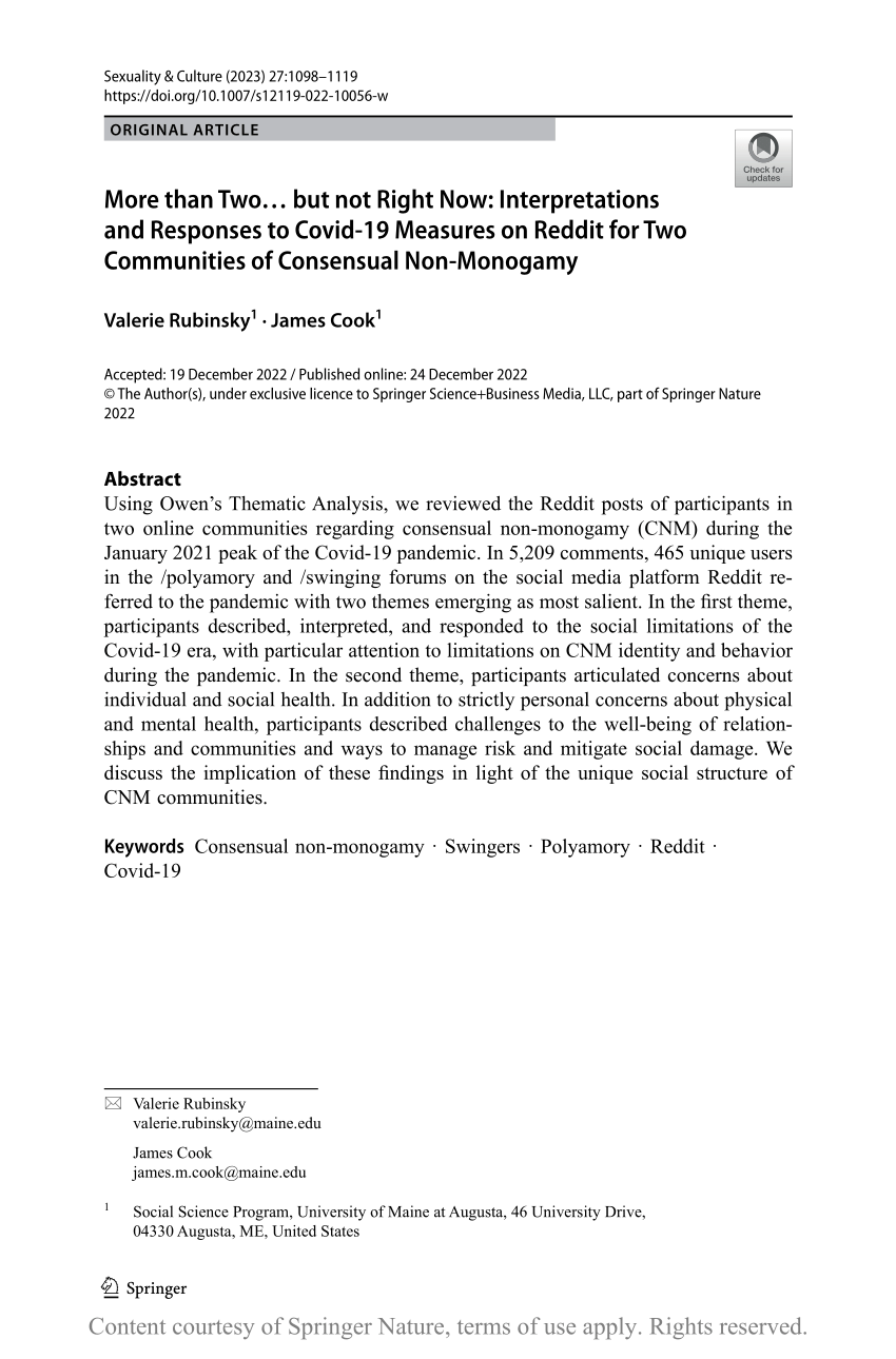More than Two… but not Right Now Interpretations and Responses to Covid-19 Measures on Reddit for Two Communities of Consensual Non-Monogamy Request image