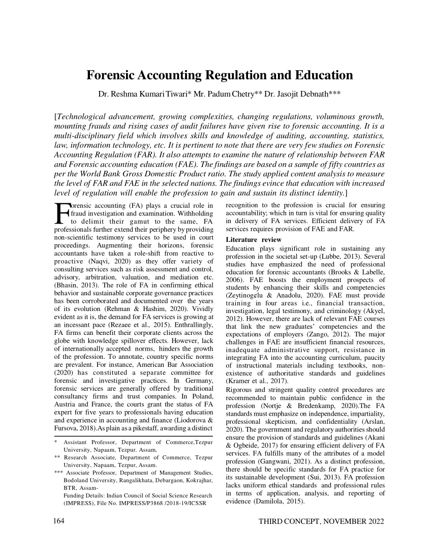 (PDF) Forensic Accounting Regulation and Education