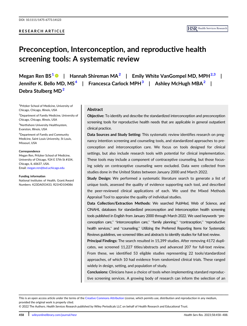 research studies on reproductive health