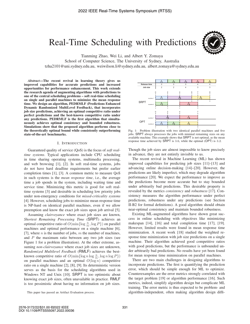 (PDF) RealTime Scheduling with Predictions