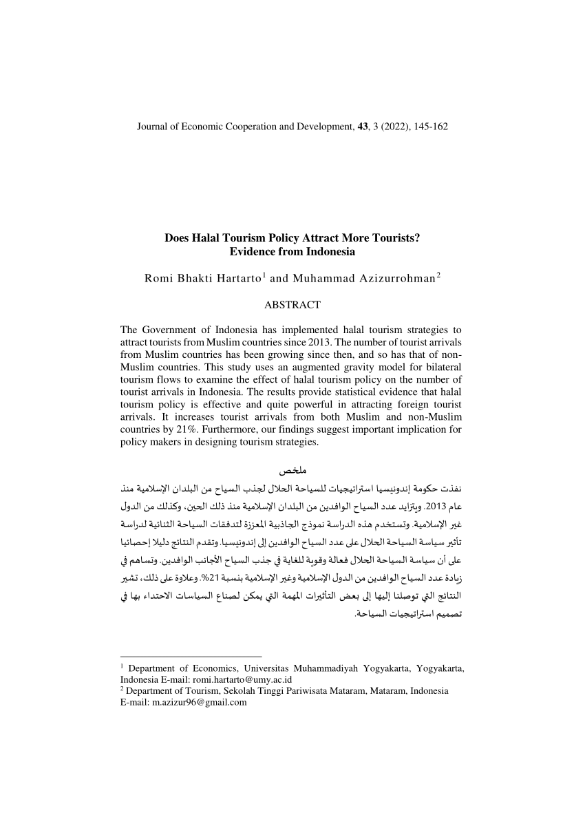 (PDF) Does Halal Tourism Policy Attract More Tourists? Evidence from