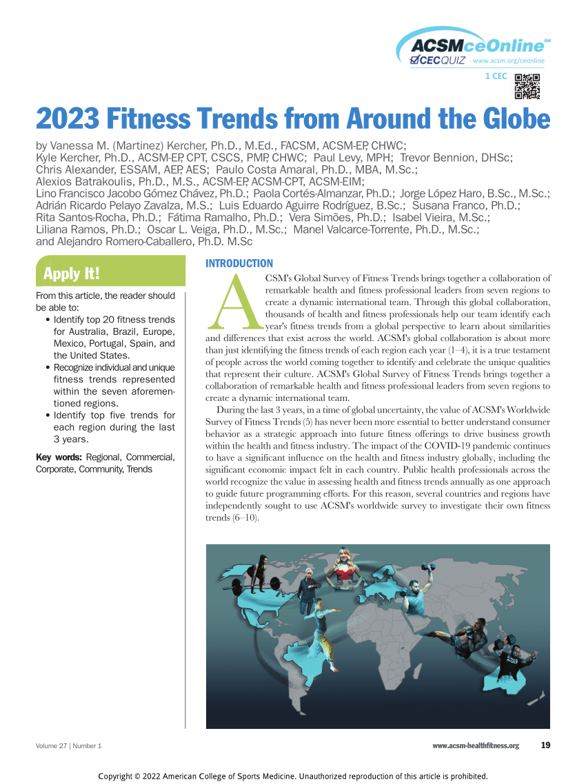 PDF) 2023 Fitness Trends from Around the Globe