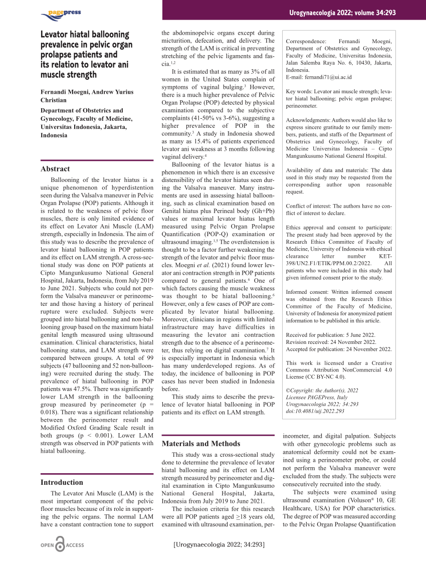 (PDF) Levator hiatal ballooning prevalence in pelvic organ prolapse ...