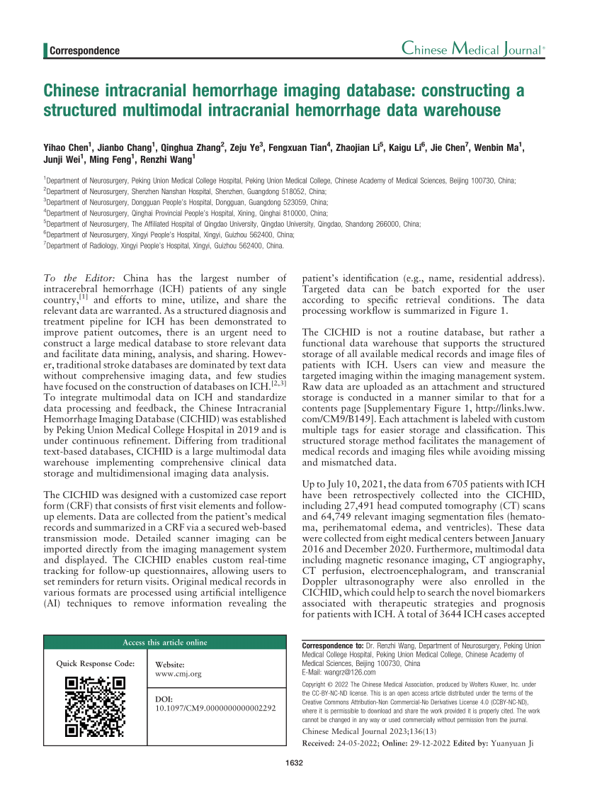 Pdf Chinese Intracranial Hemorrhage Imaging Database Constructing A Structured Multimodal 2121