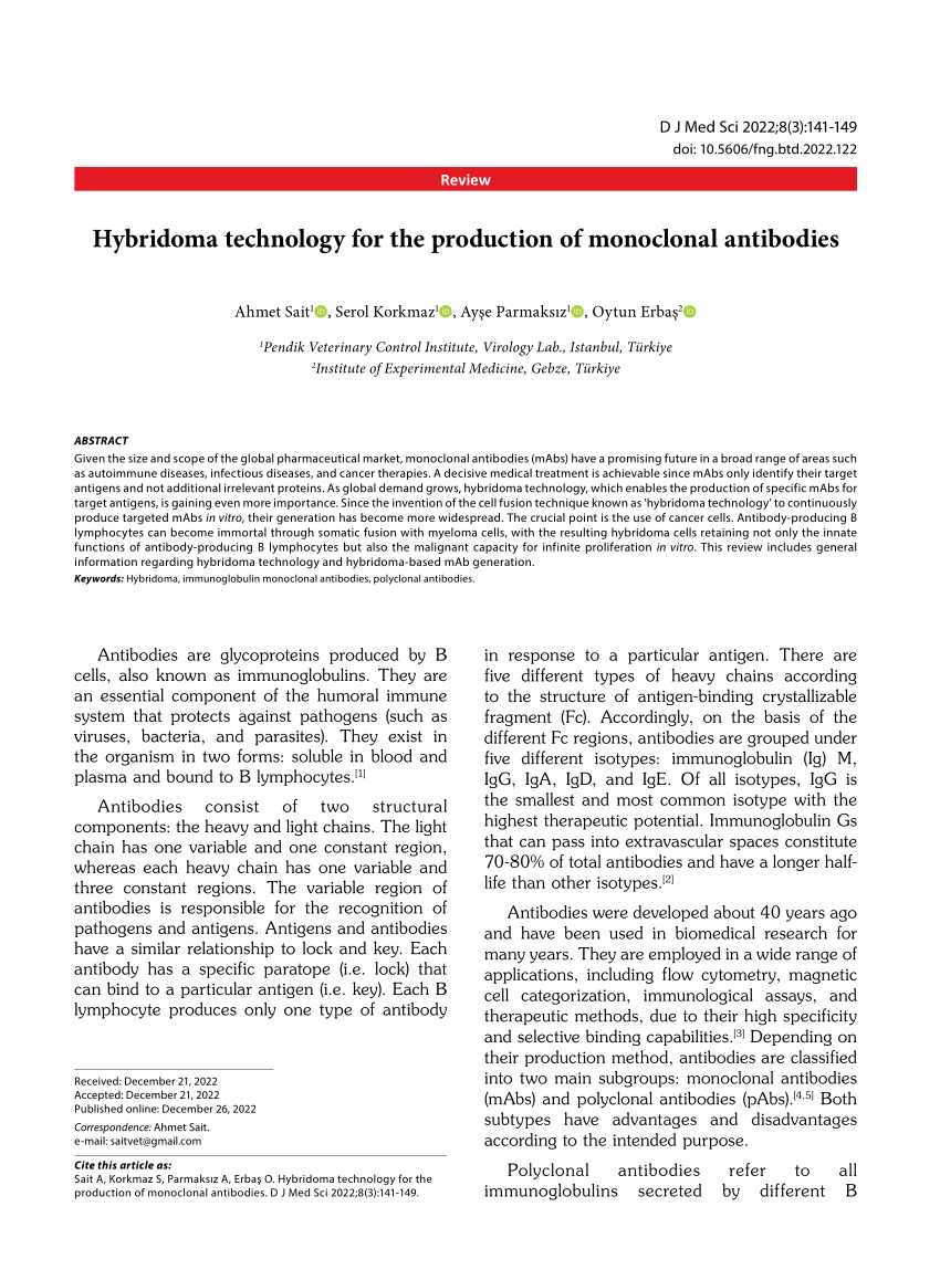 hybridoma technology research paper
