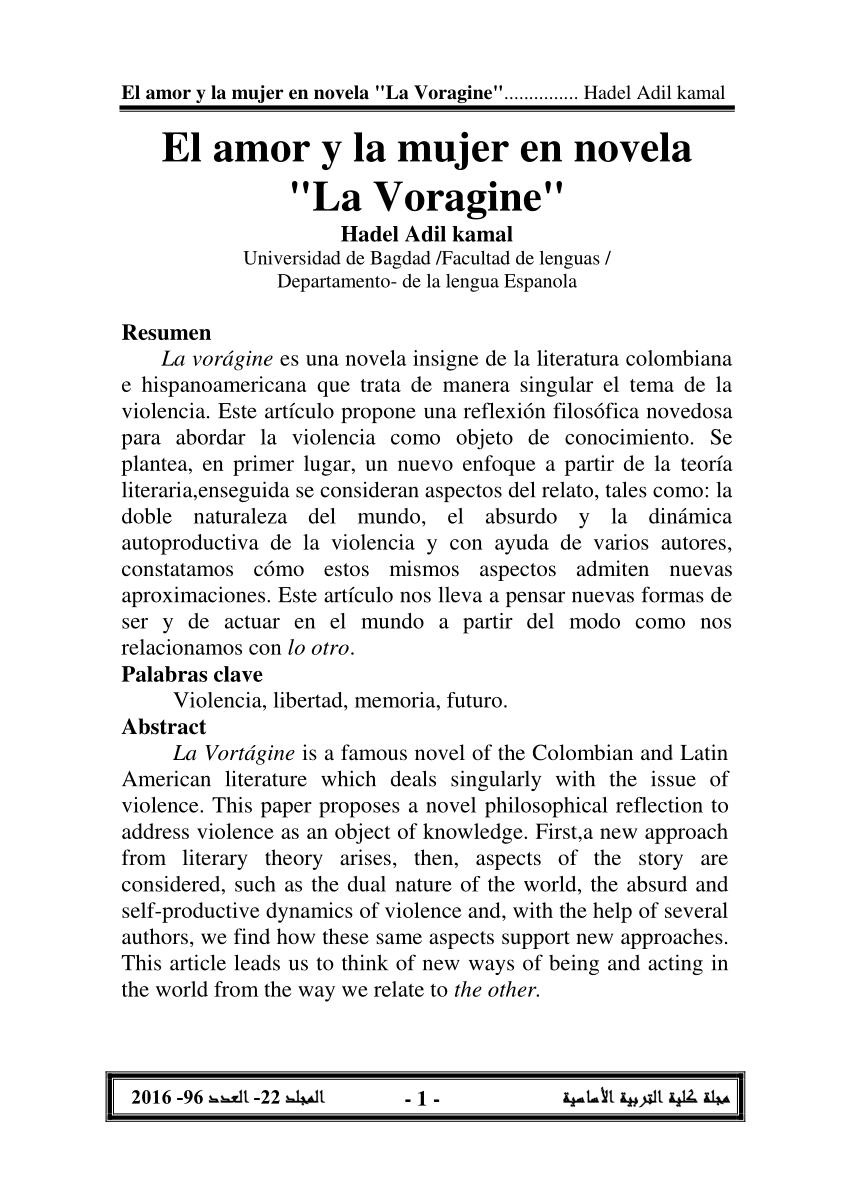 PDF) El amor y la mujer en novela La Voragine