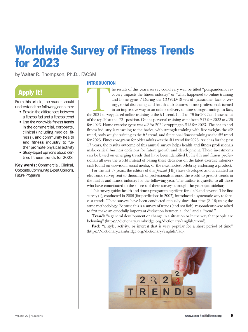 (PDF) Worldwide Survey of Fitness Trends for 2023
