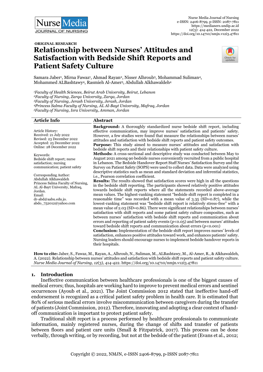 quantitative research on bedside shift report