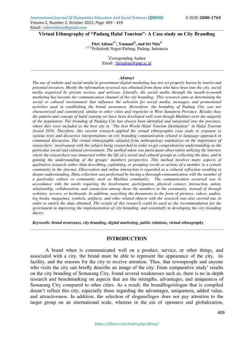 (PDF) Virtual Ethnography of “Padang Halal Tourism”: A Case study on