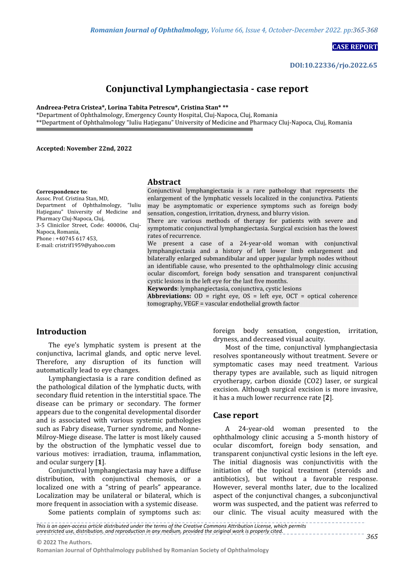 Pdf Conjunctival Lymphangiectasia Case Report 