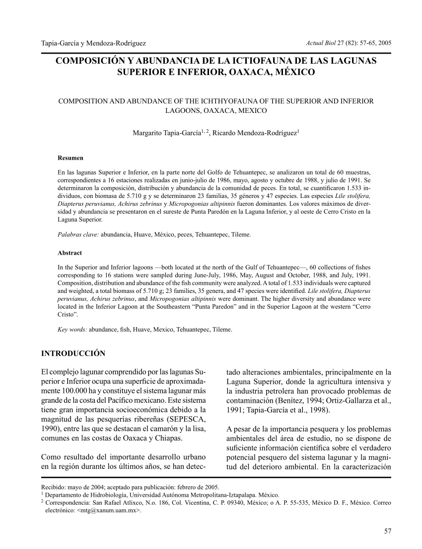 (PDF) Composición y abundancia de la ictiofauna de las lagunas Superior ...