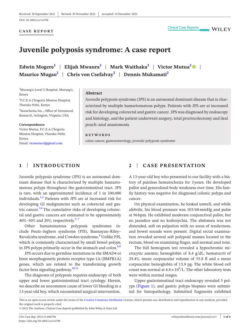 Pdf Juvenile Polyposis Syndrome A Case Report
