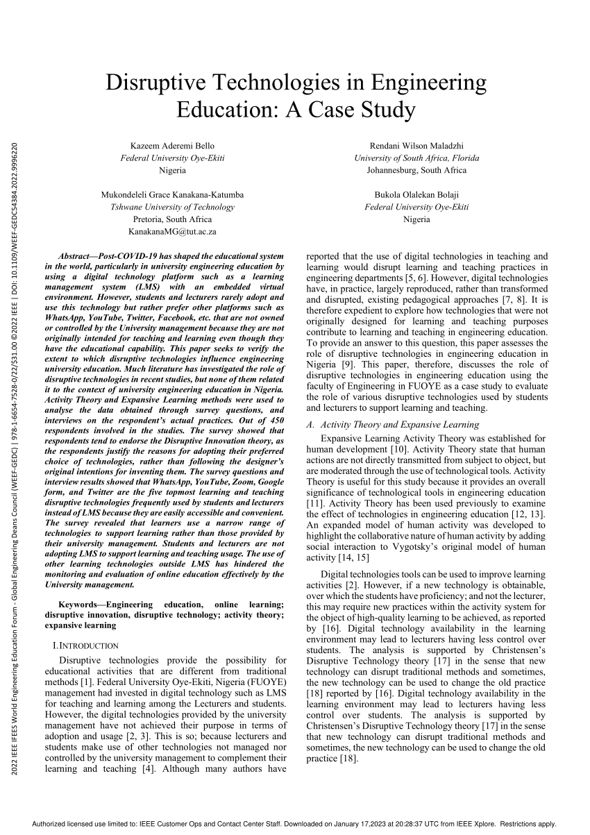 case study disruptive technology