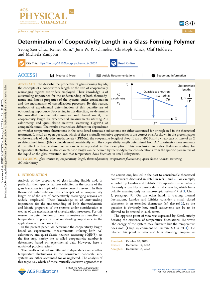 PDF) Determination of Cooperativity Length in a Glass-Forming Polymer