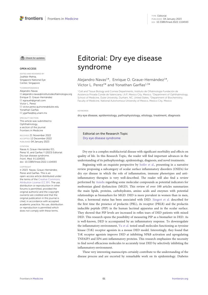 research on dry eye syndrome