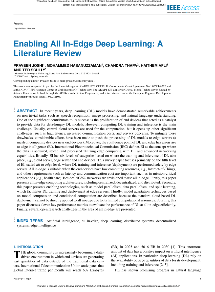 PDF Enabling All In Edge Deep Learning A Literature Review