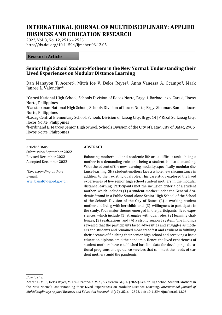 research about modular distance learning in senior high school