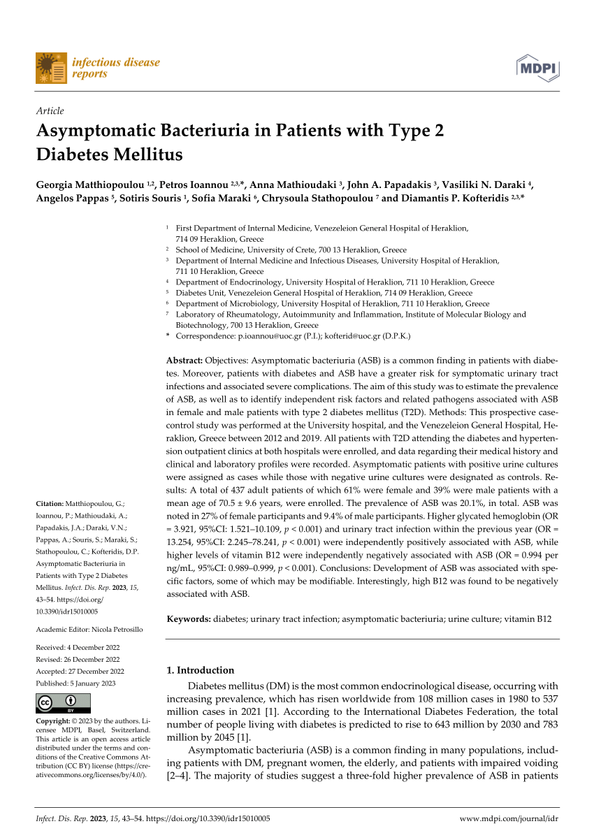 Pdf Asymptomatic Bacteriuria In Patients With Type 2 Diabetes Mellitus 9475