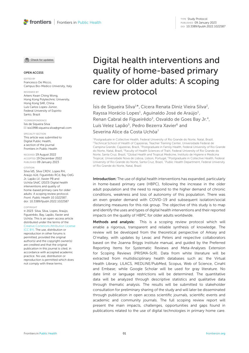 Pdf Digital Health Interventions And Quality Of Home Based Primary Care For Older Adults A 