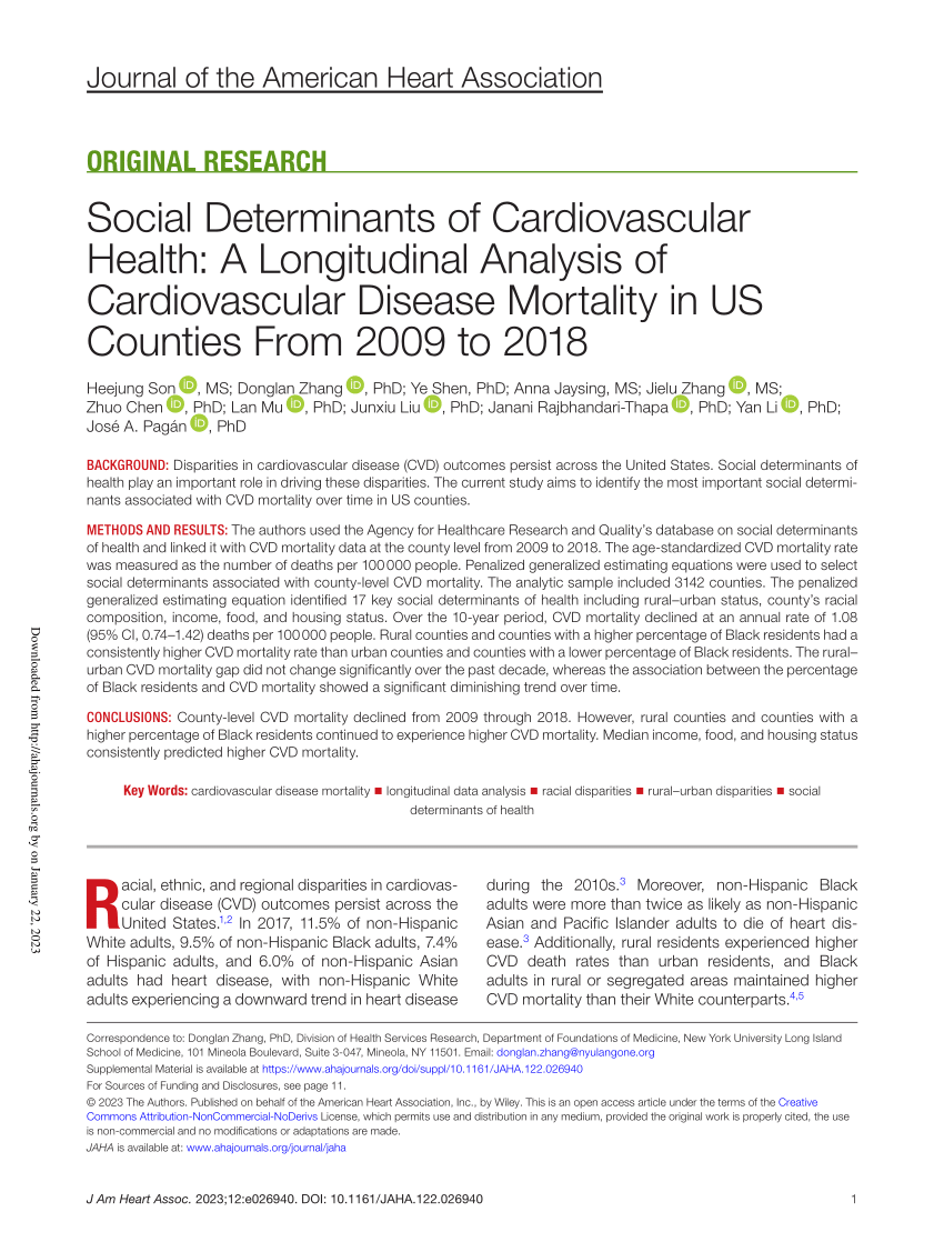 cardiovascular disease research paper example