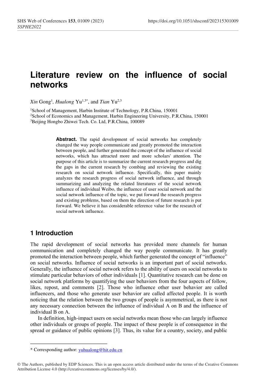 literature review about the impact of social media