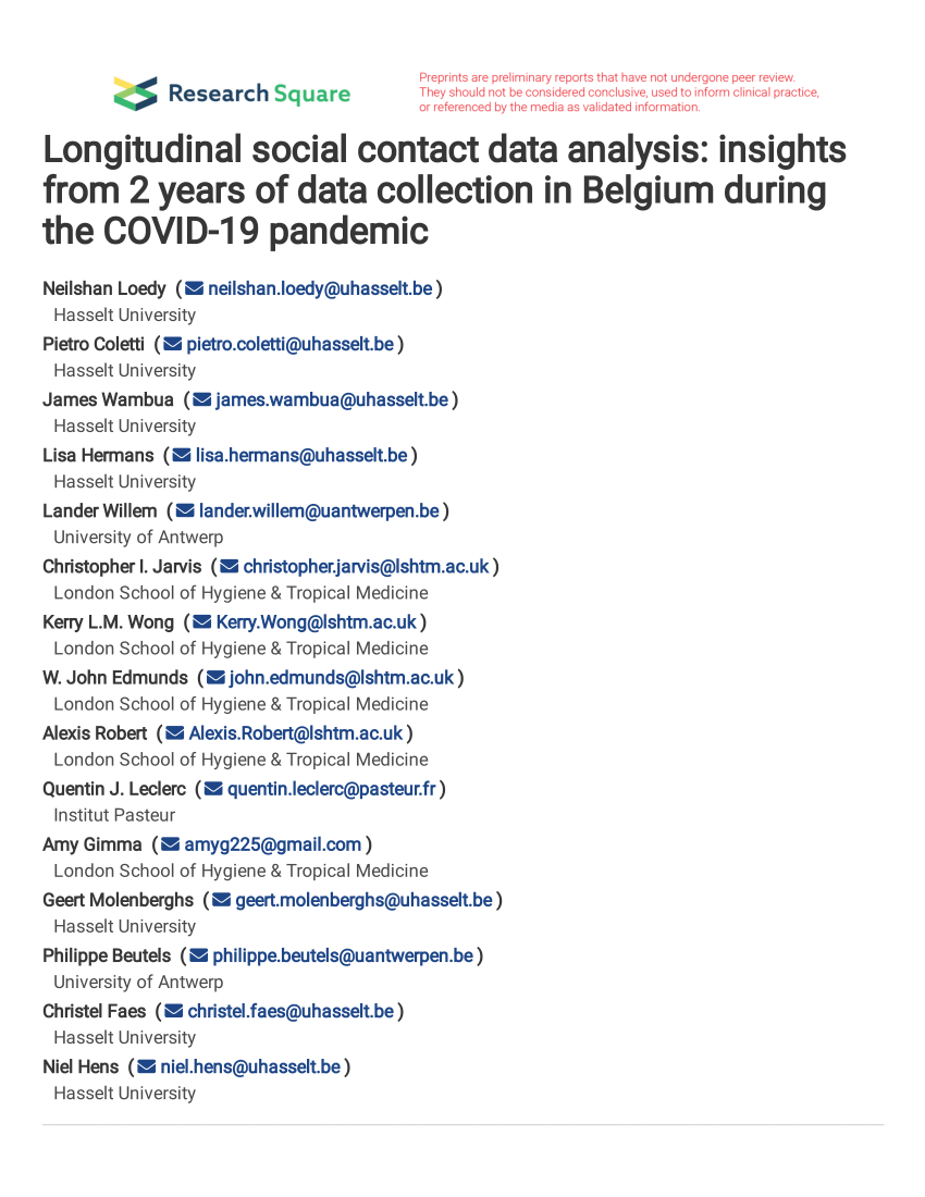 PDF Longitudinal social contact data analysis insights from 2  