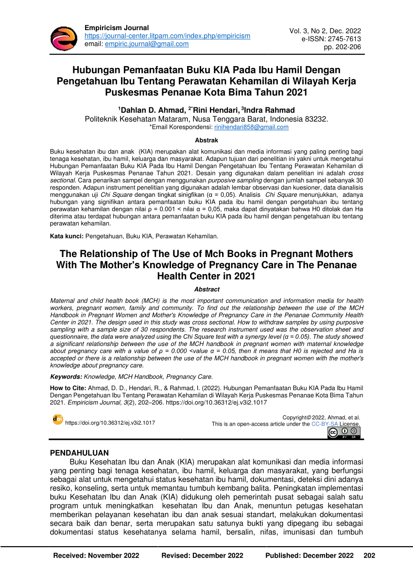 (PDF) Hubungan Pemanfaatan Buku KIA Pada Ibu Hamil Dengan Pengetahuan