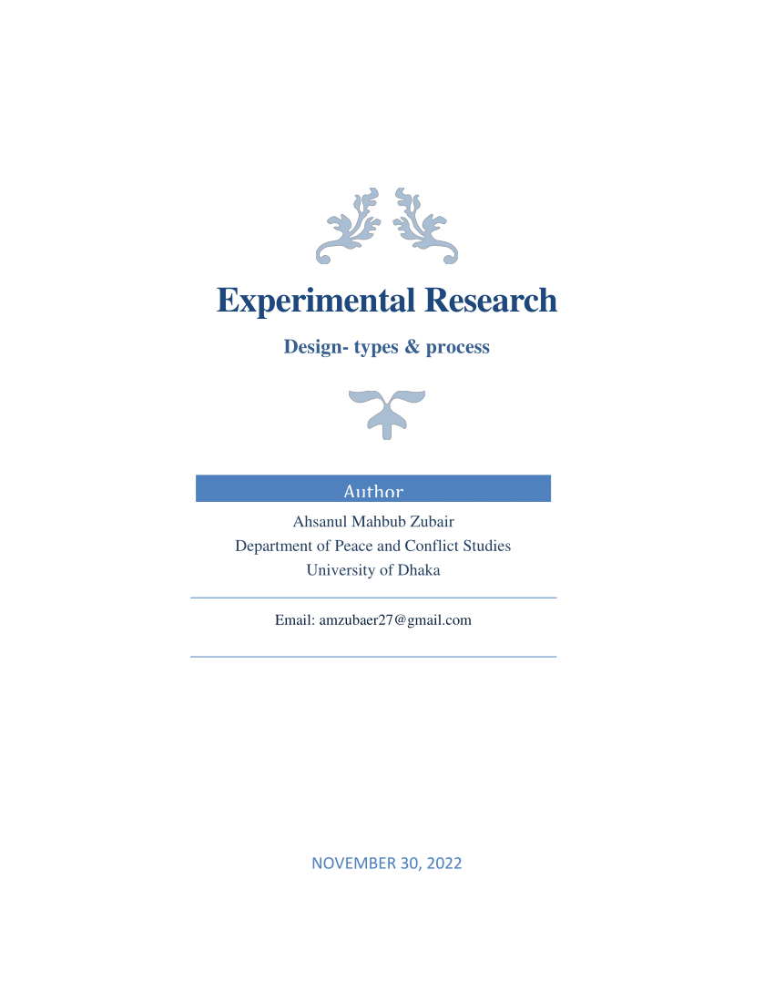example of experimental research design pdf
