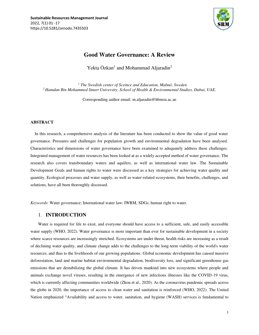 essay on water governance